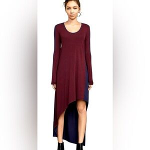 BCBGMaxAzria Burgundy and Navy High Low Dress